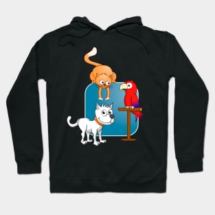 The cat, the dog and the parrot. Vector Illustration Hoodie